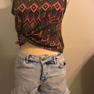 Acid Wash Denim Shorts